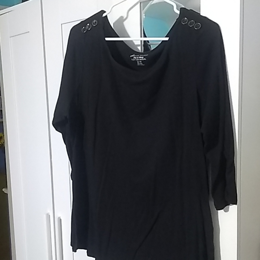 3/4 sleeve cotton modal black tee
